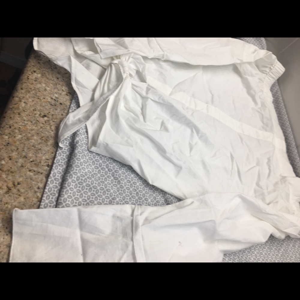 Off the shoulder white dress shirt